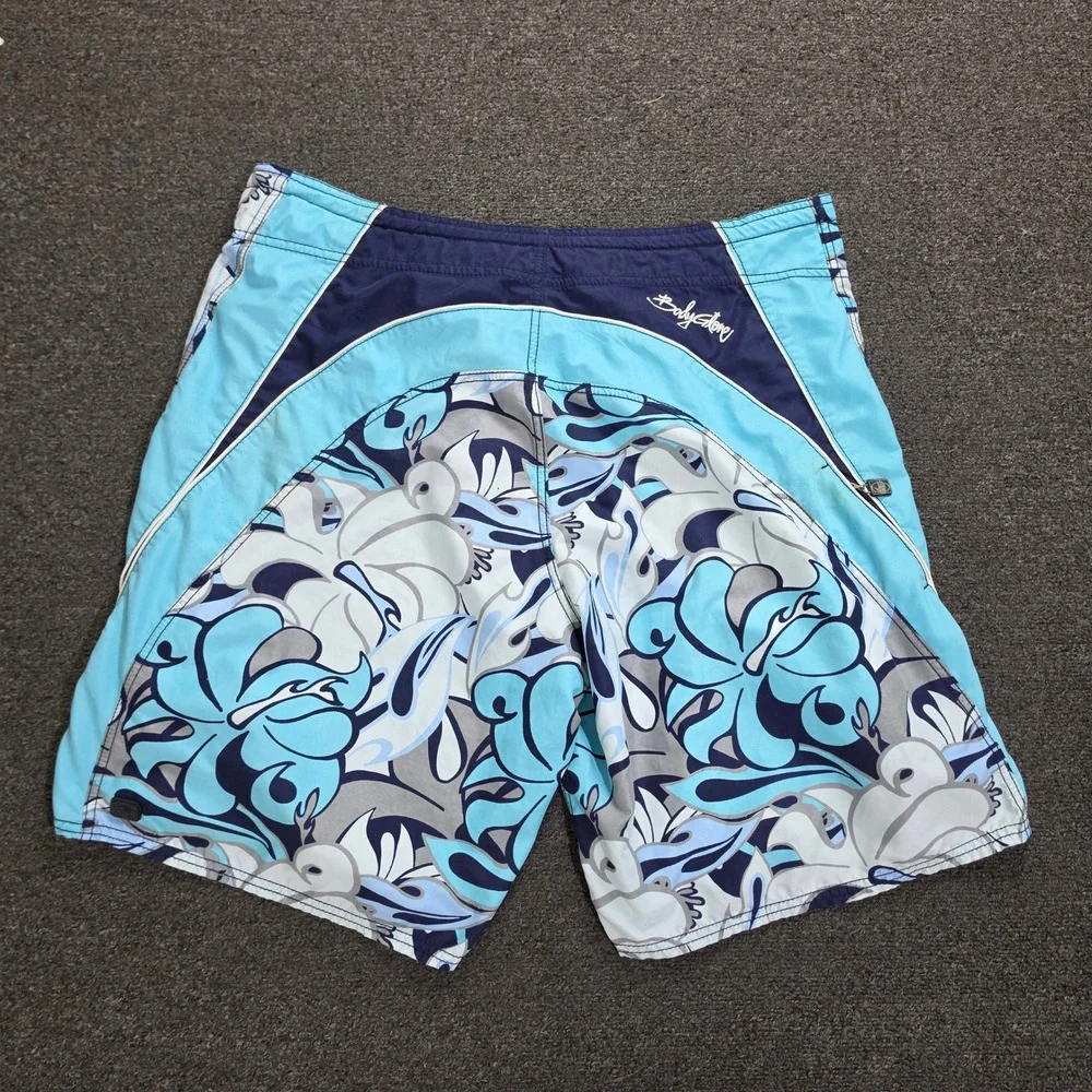 Body Glove Board Shorts Mens 38 Blue Floral Tropical Swim Trunks Surf Beachwear